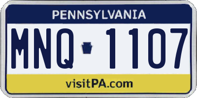 PA license plate MNQ1107