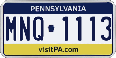 PA license plate MNQ1113