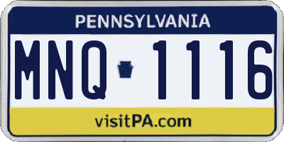 PA license plate MNQ1116
