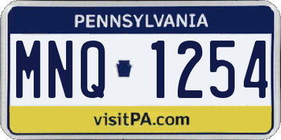 PA license plate MNQ1254