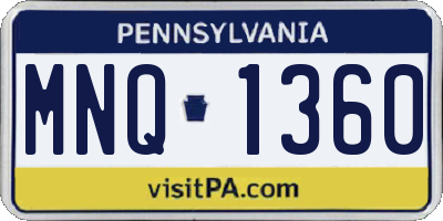 PA license plate MNQ1360