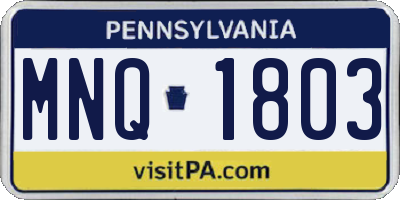 PA license plate MNQ1803