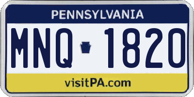 PA license plate MNQ1820