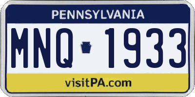 PA license plate MNQ1933