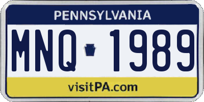 PA license plate MNQ1989