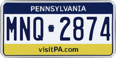 PA license plate MNQ2874