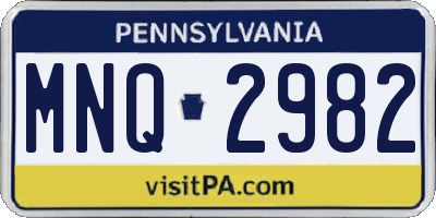 PA license plate MNQ2982