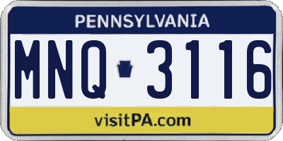 PA license plate MNQ3116