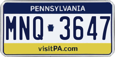 PA license plate MNQ3647