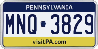 PA license plate MNQ3829
