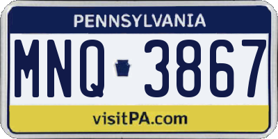 PA license plate MNQ3867