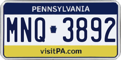 PA license plate MNQ3892