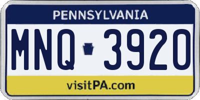 PA license plate MNQ3920
