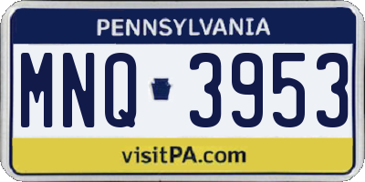 PA license plate MNQ3953