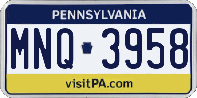 PA license plate MNQ3958
