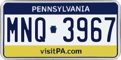 PA license plate MNQ3967