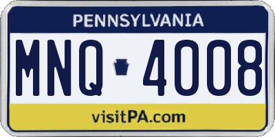 PA license plate MNQ4008