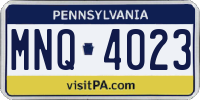 PA license plate MNQ4023