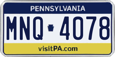 PA license plate MNQ4078