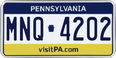 PA license plate MNQ4202