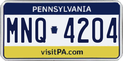 PA license plate MNQ4204