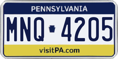 PA license plate MNQ4205