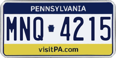 PA license plate MNQ4215