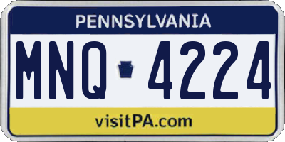 PA license plate MNQ4224