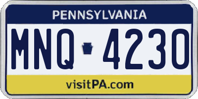 PA license plate MNQ4230