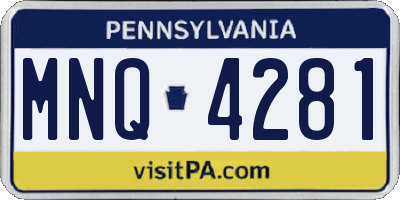 PA license plate MNQ4281