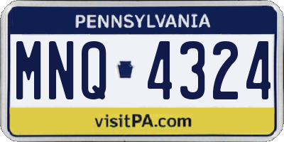 PA license plate MNQ4324