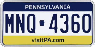 PA license plate MNQ4360