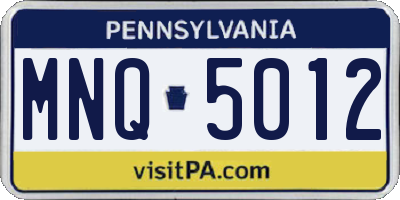 PA license plate MNQ5012