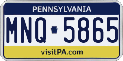 PA license plate MNQ5865