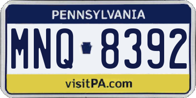 PA license plate MNQ8392
