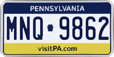 PA license plate MNQ9862