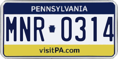 PA license plate MNR0314