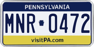 PA license plate MNR0472