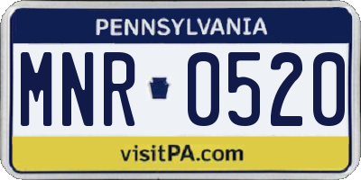 PA license plate MNR0520