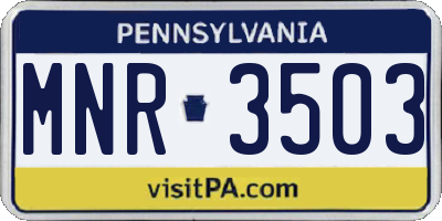 PA license plate MNR3503