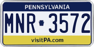 PA license plate MNR3572