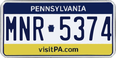 PA license plate MNR5374