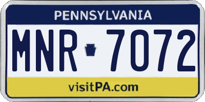 PA license plate MNR7072