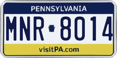 PA license plate MNR8014