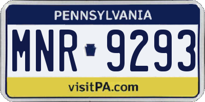 PA license plate MNR9293