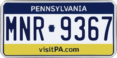 PA license plate MNR9367