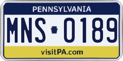 PA license plate MNS0189
