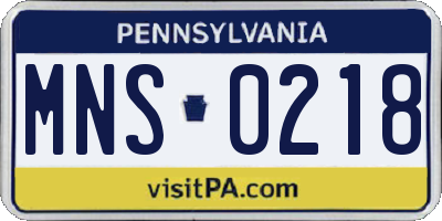 PA license plate MNS0218