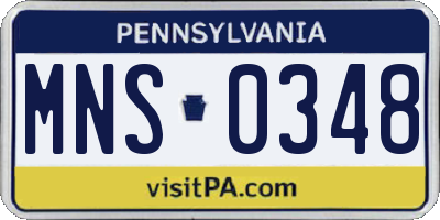 PA license plate MNS0348