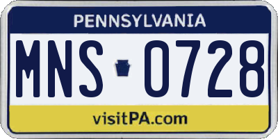 PA license plate MNS0728
